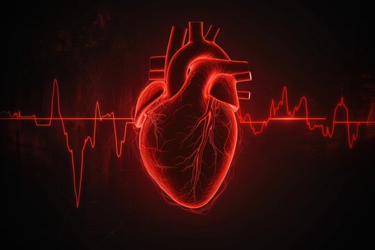 abstract red heart beat on black background