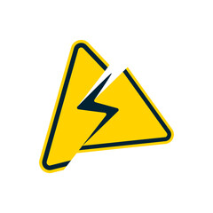 High voltage sign with cracked effect