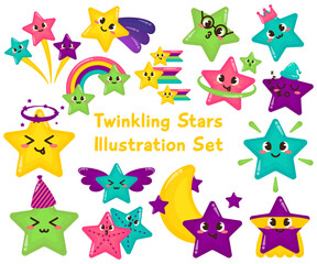 Cute Twinkling Stars Illustration Set