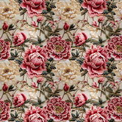 Fabrics embroidered seamless patterns of  vintage peony for various creative lovers and home decorating enthusiasts.NO.04