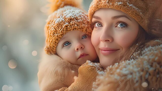 4K HD video clips mother with baby surrounded by beautiful nature and love on Mother's Day.