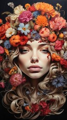 Floral Brain, Flowers with Woman 
