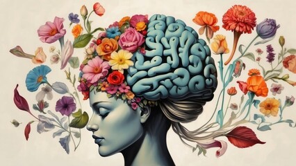 Floral Brain, Flowers with Woman 