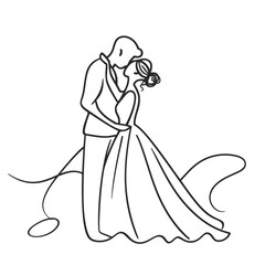 vector ne line bride and groom wedding couple isolated background