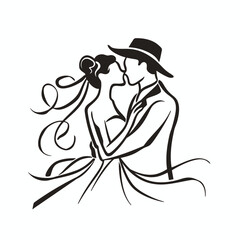 vector ne line bride and groom wedding couple isolated background