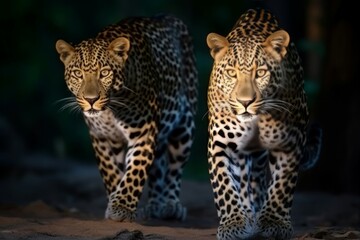 Rare and strong leopard. Big and fashion predator with acute vision and hearing. Generate AI