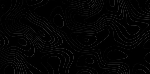 abstract white wave paper curved reliefs in black background. Topography map pattern, Geographic curved, vector illustration. seamless textrue, vintage wave. Panorama view multicolor wave curve line.	