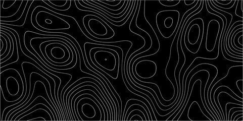 abstract white wave paper curved reliefs in black background. Topography map pattern, Geographic curved, vector illustration. seamless textrue, vintage wave. Panorama view multicolor wave curve line.	