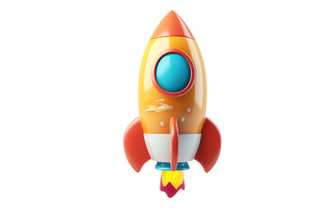 3D Cartoon Rocket Isolated on Transparent Background