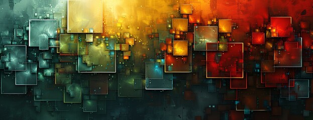 variety squares combined colorful design. in the style of greeble, dynamic energy flow, cybernetic sci-fi. generative AI