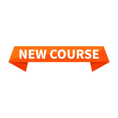 New Course Text In Orange Ribbon Rectangle Shape For Promotion Sale Business Marketing Social Media Information Announcement

