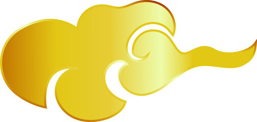 Oriental style golden cloud Chinese new year decoration, PNG no background