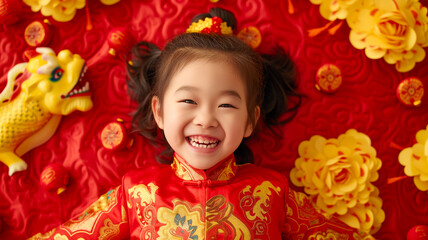 Happy little girl wearing traditional costume