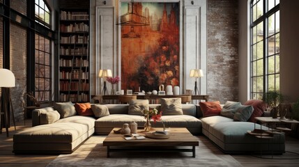 A quiet luxury living room is glam, shiny mirrored or  quiet luxury style living rooms are filled with warmth collected accents plush seating soft rugs layered lighting home interior - obrazy, fototapety, plakaty