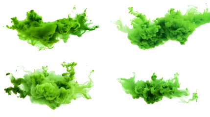 Gordijnen green paint splash explosion smoke cloud isolated on white background  © DELWAR