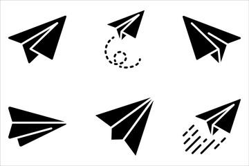 Set of airplane paper Related Vector Line Icons on white background - obrazy, fototapety, plakaty