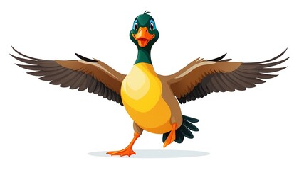 Naklejka premium Isolated Cute Flying Duck Cartoon: A Vector Illustration