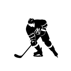 hockey player logo icon,simple,vector,black and white, white background,clear color, silhouette,clear line svg vector Generative AI
