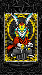 Fototapeta premium samurai rabbit cyberpunk vector illustration