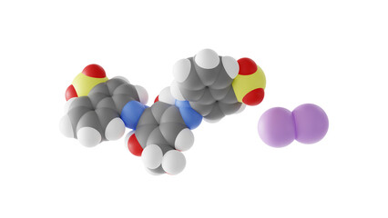 brown ht molecule, e155, molecular structure, isolated 3d model van der Waals