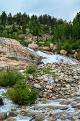 Beautiful cascading waterfall in Rocky Mountain National Park