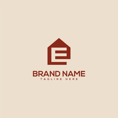 Abstract letter E Home logo element vector template.