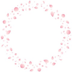 グラデーション桜の花びらの丸フレームのイラスト