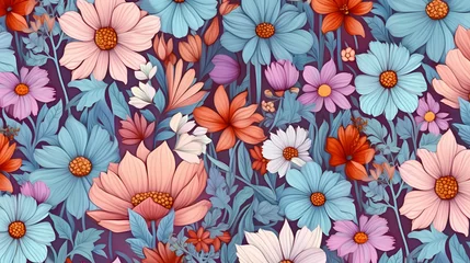 Türaufkleber Colorful flowers background, spring season concept © liang