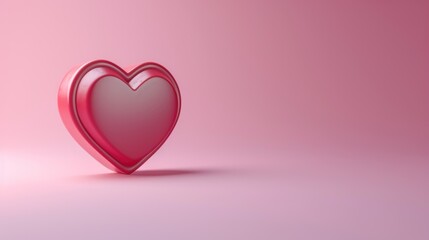 love heart  icon on pink pastel color background
