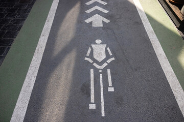cycling sign on the road. Cycle Lane symbol.