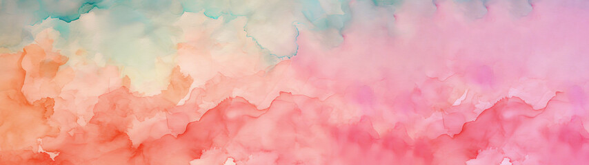 Abstract watercolor paint background  - Soft pastel blue pink color with liquid fluid marbled paper texture banner long panorama texture