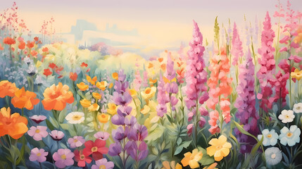 Obraz na płótnie Canvas Colorful flowers background, spring season concept