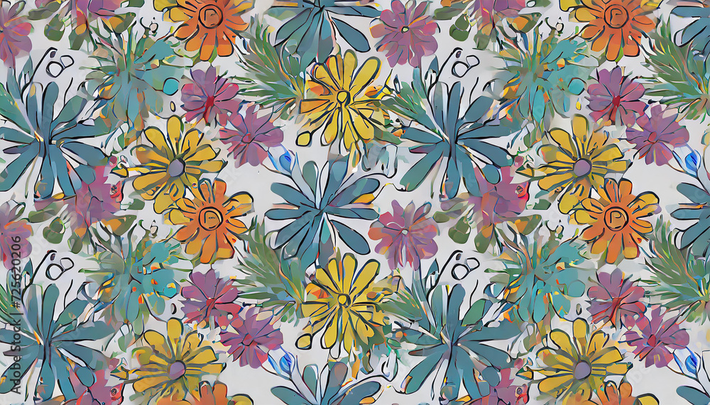 Poster seamless pattern with colorful pattern of abstract flowers