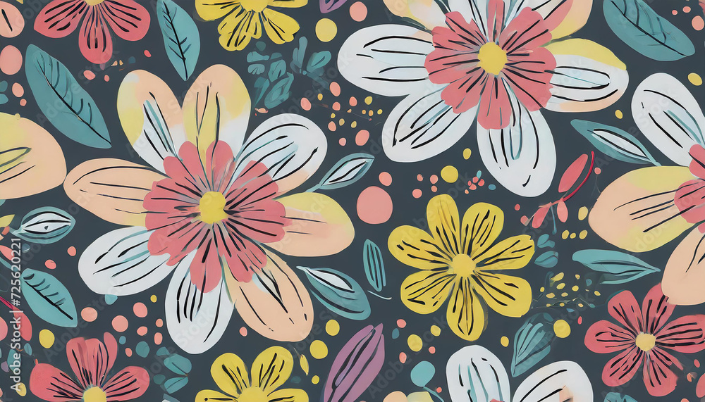 Poster seamless pattern with colorful pattern of abstract flowers