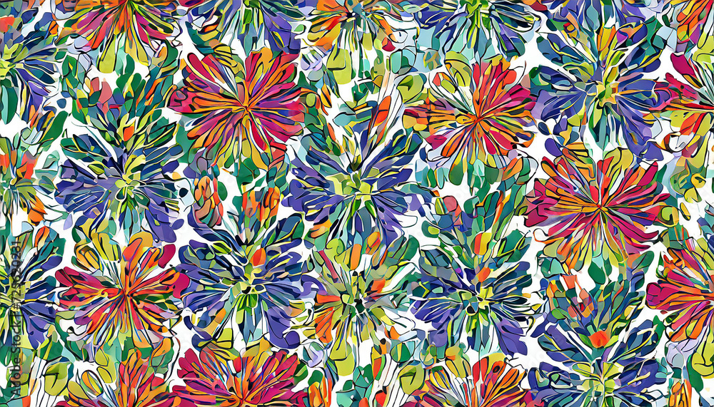 Poster seamless pattern with colorful pattern of abstract flowers