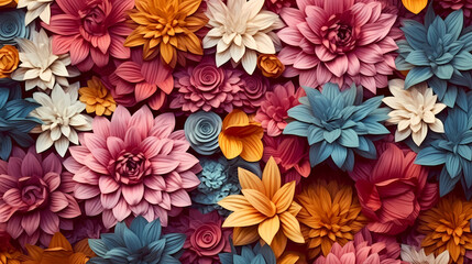 Colorful flowers background, spring season concept