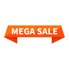 Mega Sale Text In Orange Ribbon Rectangle Shape For Sell Promotion Business Marketing Social Media Information Announcement
