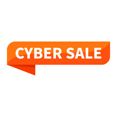 Cyber Sale Text In Orange Ribbon Rectangle Shape For Sell Promotion Business Marketing Social Media Information Announcement
