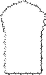 Trefoil Arch Vertical Frame architectural arche window door Vintage frame Flower wreath leaf vector floral border picture frames Branch laurel botanical silhouette black elements decoration