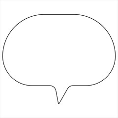 Continuous single line art drawing of speech bubble square shaped chat cloud and thought dialogue icon