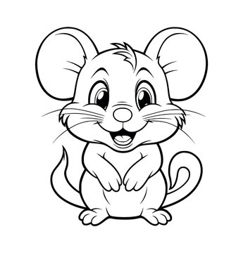 Cute mouse cartoon coloring page for kids