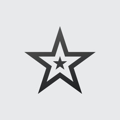 Star Logo or icon with small star inside. Minimal star shape. Stock vector illustration isolated on white background.