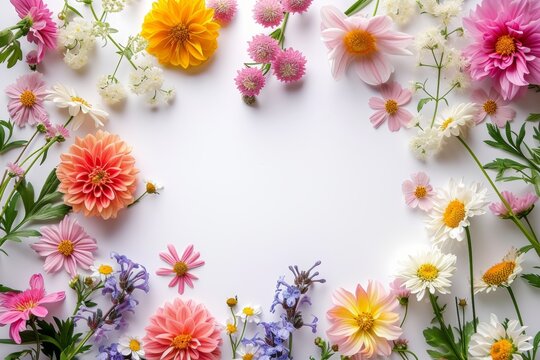 A stunning arrangement of various colored flowers forming a perfect circle.