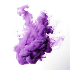 Abstract  violet ink smoke, purple cloud on transparent png.