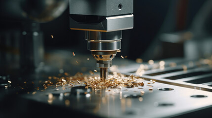 CNC milling machine is cutting metal - obrazy, fototapety, plakaty