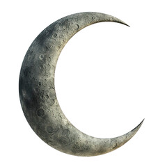 3D rendering crescent moon isolated on white