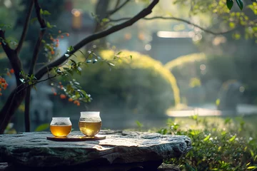 Sierkussen A morning yoga session followed by sipping herbal tea in a garden © Davivd