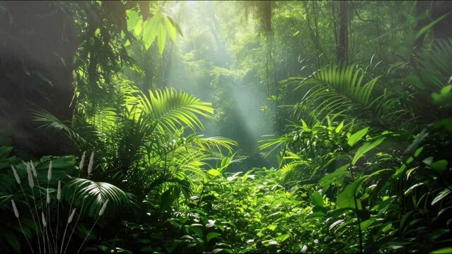 Mystical Forest Pathways. Sunlight, Fog, and Nature's Serenity - 4K Motion Graphic Looping Video Background, Wallpaper, and Backdrop