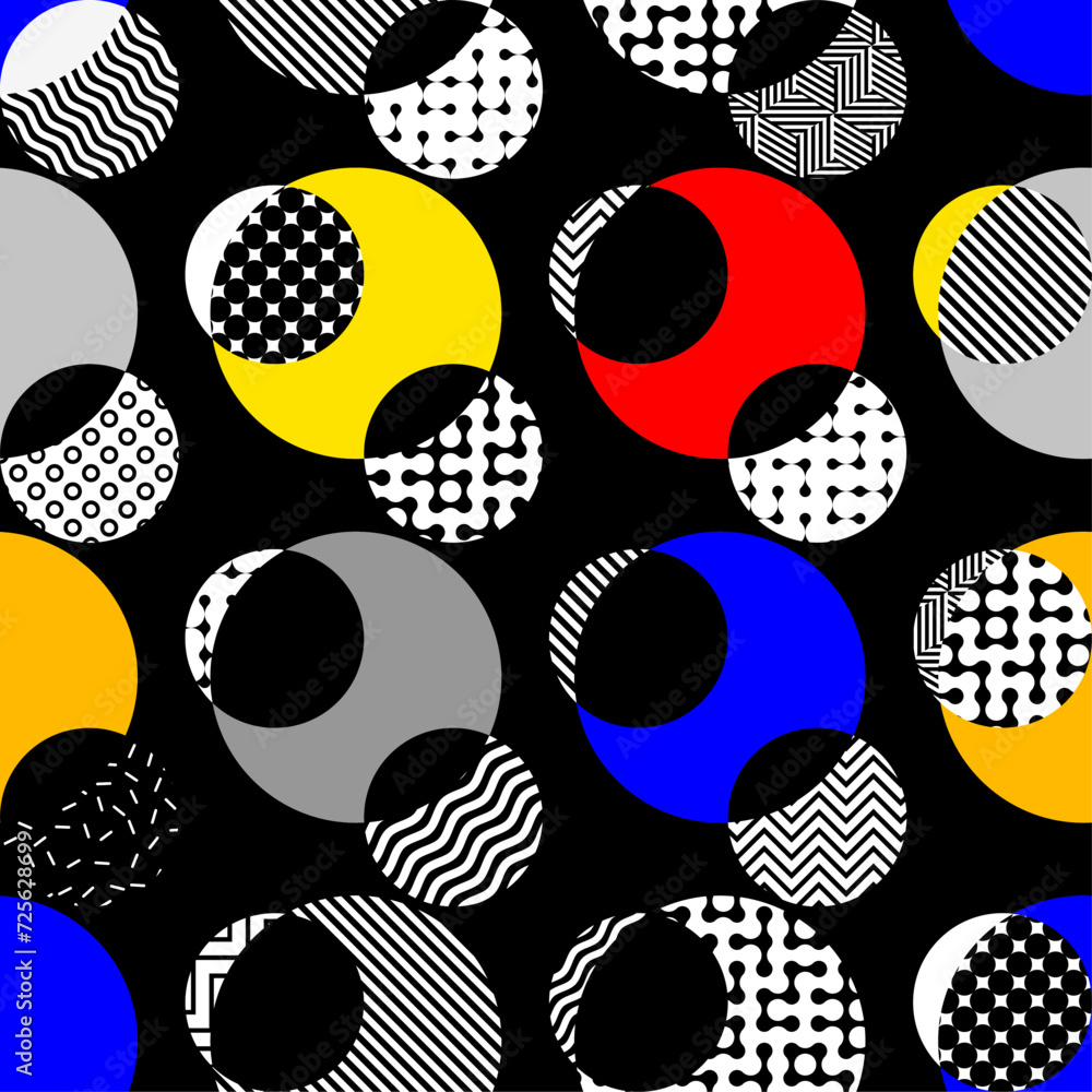 Poster Geometric abstract pattern retro style. Seamless vector pattern.