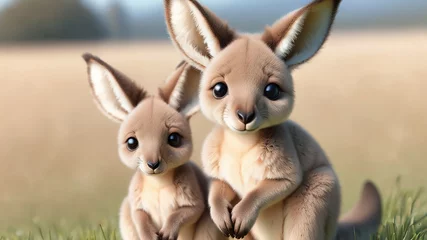 Foto op Plexiglas Baby kangaroo in the grass © Milten